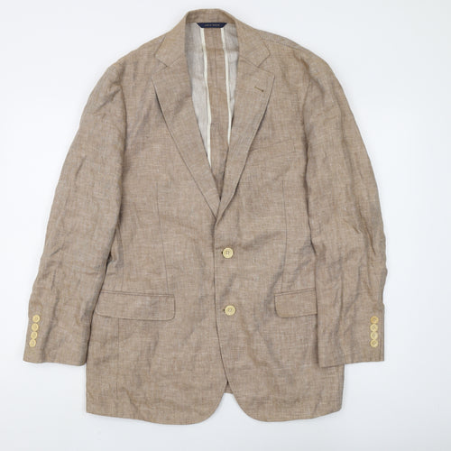 Brooks Brothers Men's Beige Linen Blazer, 38R, Casual Summer