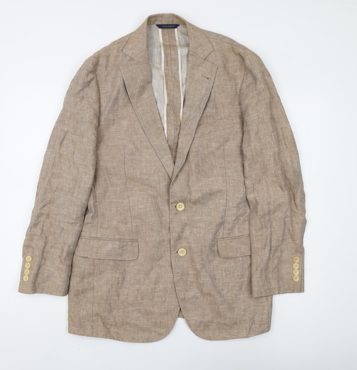 Brooks Brothers Men's Beige Linen Blazer, 38R, Casual Summer