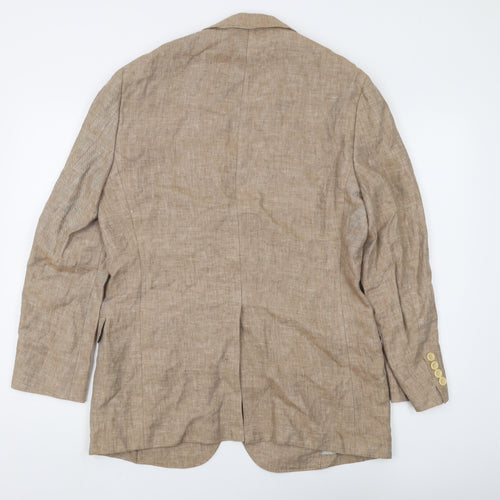 Brooks Brothers Men's Beige Linen Blazer, 38R, Casual Summer