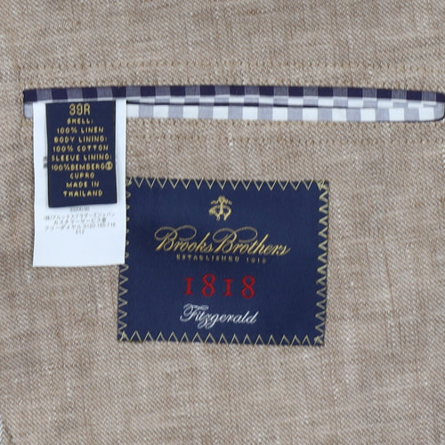 Brooks Brothers Men's Beige Linen Blazer, 38R, Casual Summer
