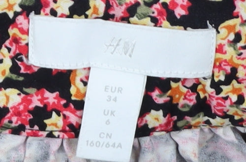 H&M Women's Multicoloured Floral A-Line Midi Skirt, Size 6