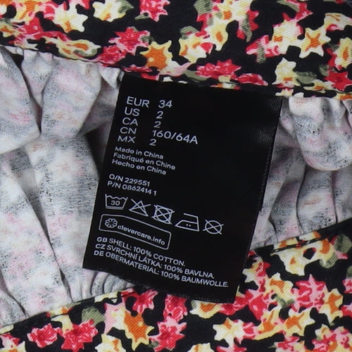 H&M Women's Multicoloured Floral A-Line Midi Skirt, Size 6
