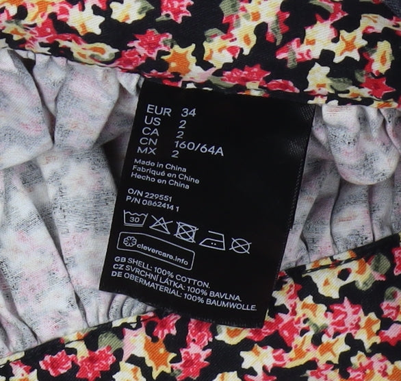 H&M Women's Multicoloured Floral A-Line Midi Skirt, Size 6