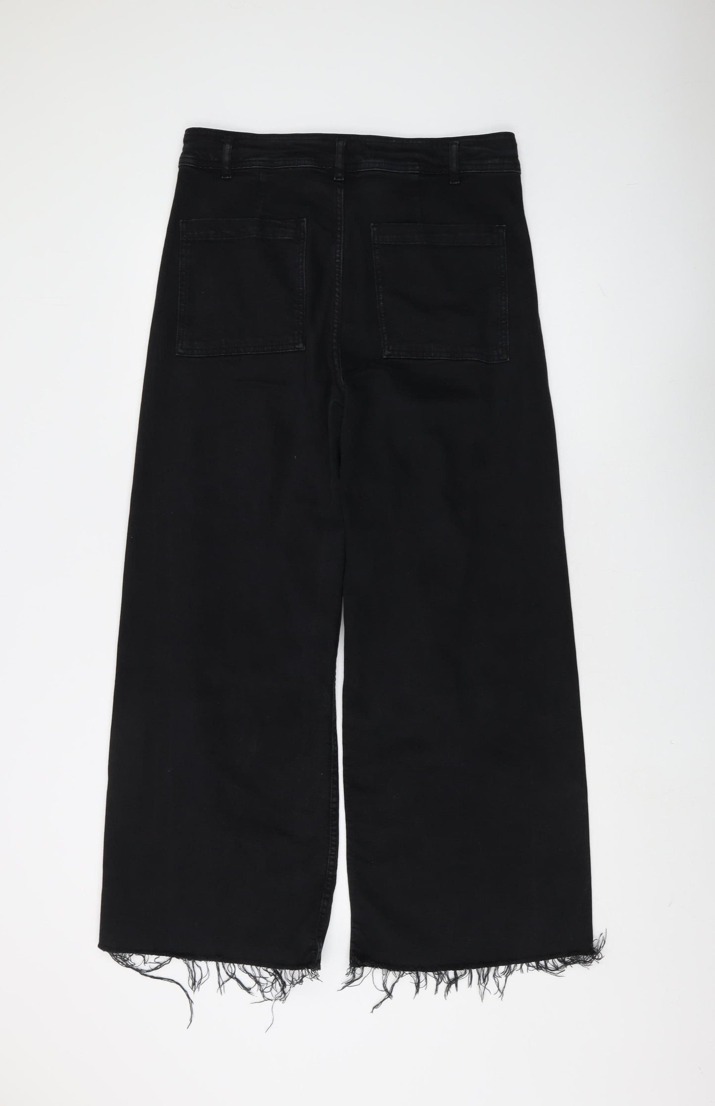 Zara Women's Black Wide-Leg Jeans Size 14