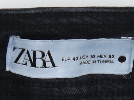 Zara Women's Black Wide-Leg Jeans Size 14