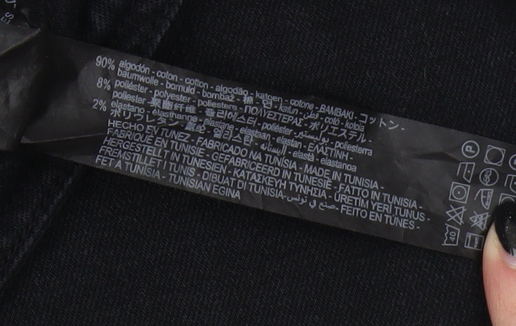 Zara Women's Black Wide-Leg Jeans Size 14