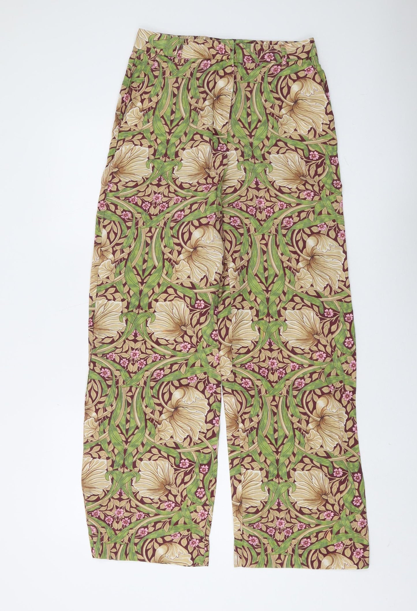 H&M Women's Multicoloured Floral Trousers Size 8