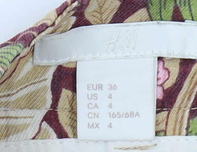 H&M Women's Multicoloured Floral Trousers Size 8