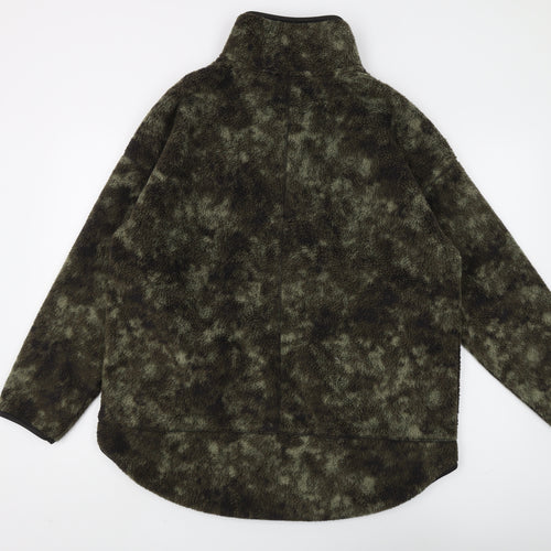 M&S Green Camouflage Fleece Pullover Hoodie, Size 14