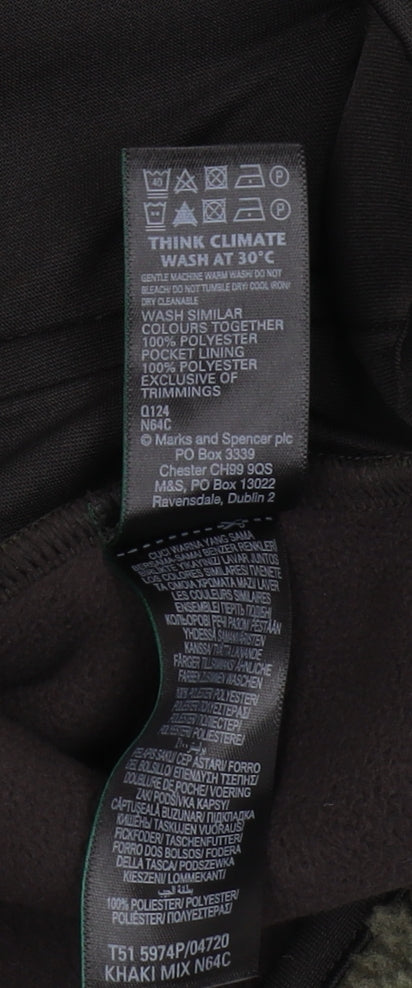 M&S Green Camouflage Fleece Pullover Hoodie, Size 14