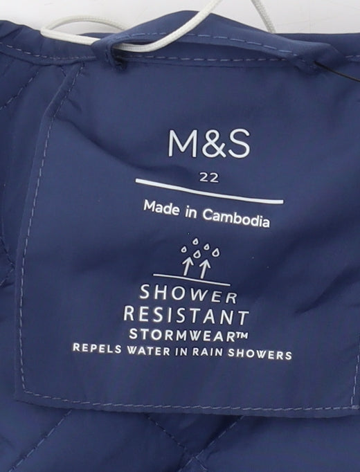 Marks and Spencer Women's Blue Quilted Jacket Size 22