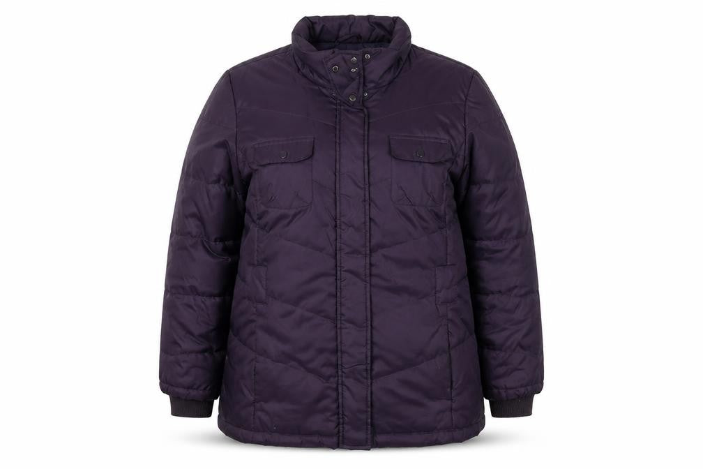 Front view of Boysens Women's Purple Puffer Jacket, size 18