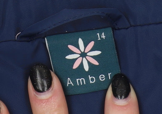 Amber Women's Blue Mid-Length Overcoat - Size 14