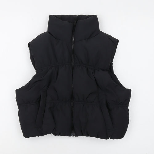H&M Women's Black Puffer Waistcoat, S - Casual Zip Gilet