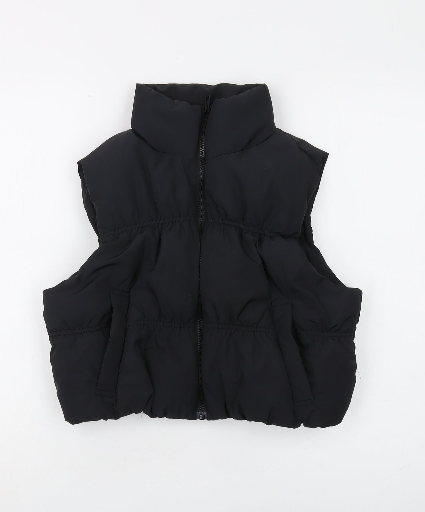 H&M Women's Black Puffer Waistcoat, S - Casual Zip Gilet