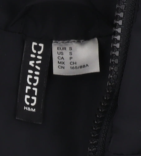 H&M Women's Black Puffer Waistcoat, S - Casual Zip Gilet