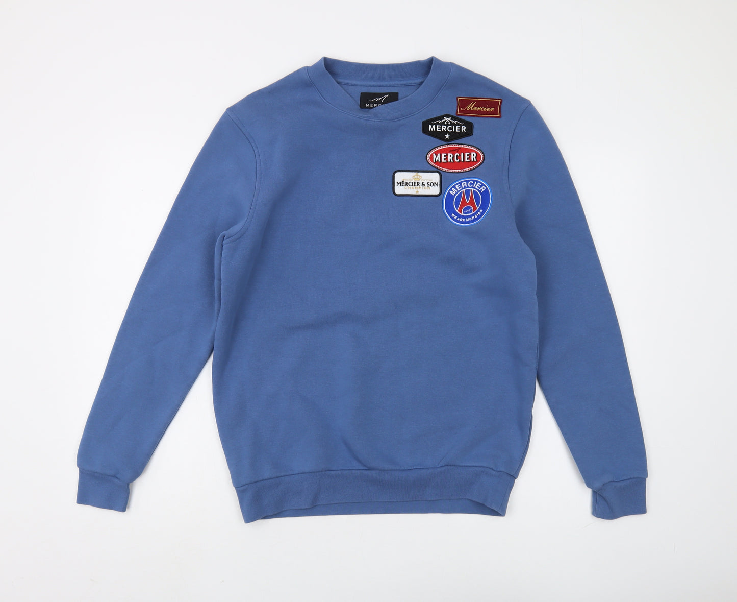 Mercier Men's Blue Pullover Sweatshirt S - Logo Graphic