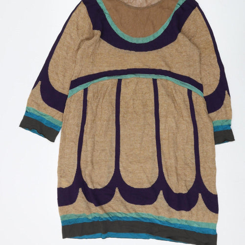 Missoni Women's Beige Multicoloured Shift Dress Size 12