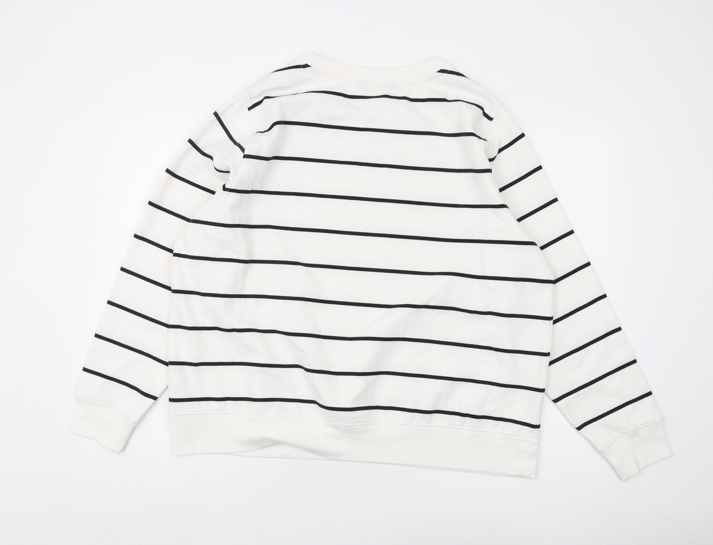 Marks and Spencer Women's White Striped Pullover Sweatshirt 22