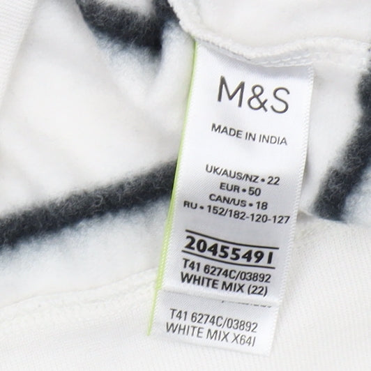 Marks and Spencer Women's White Striped Pullover Sweatshirt 22