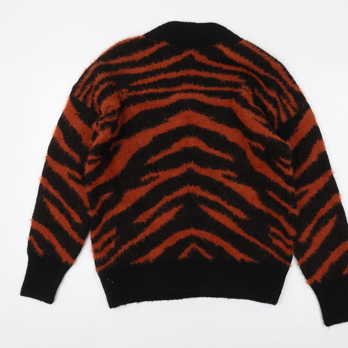 Next Women's XS Black Animal Print V-Neck Jumper