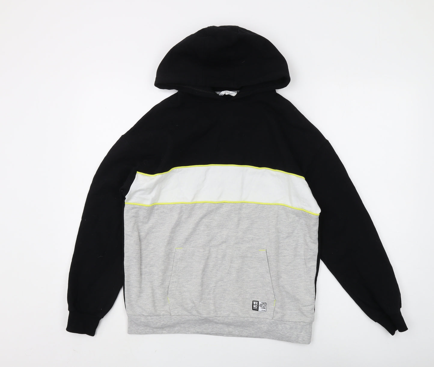 Marks and Spencer Boys Black Grey Pullover Hoodie 13-14 Years