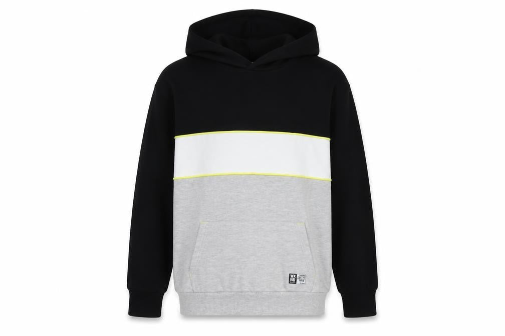 Front view of Marks & Spencer boys’ black grey pullover hoodie 13-14 years