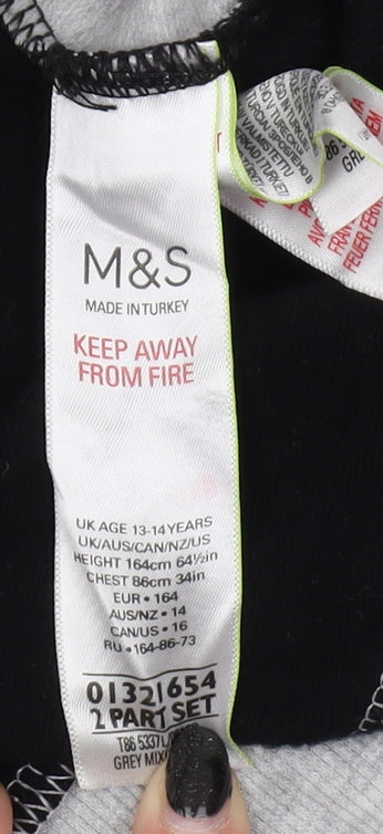Marks and Spencer Boys Black Grey Pullover Hoodie 13-14 Years
