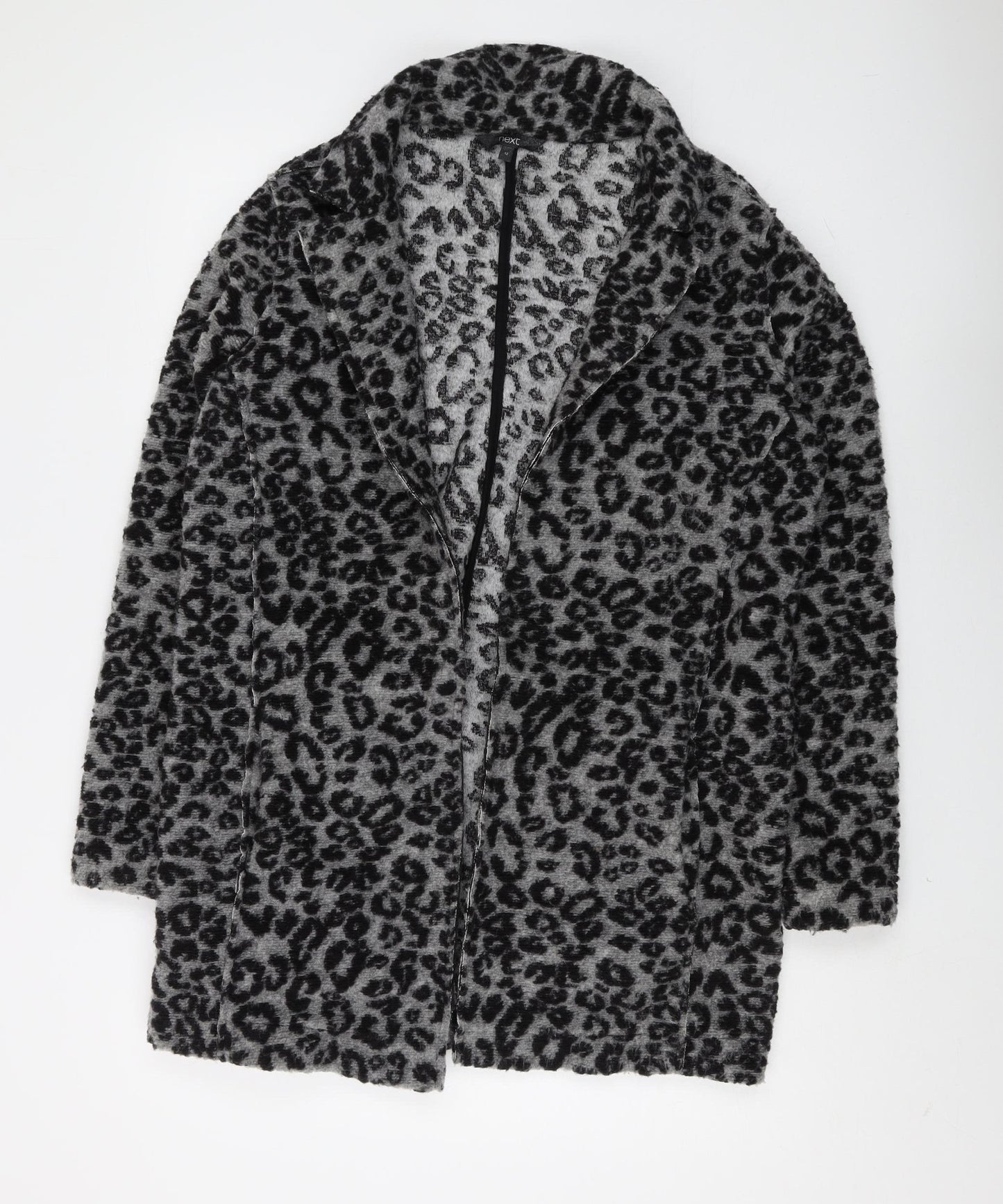Next Women's Grey Animal Print Coat, Size 12, Autumn-Winter