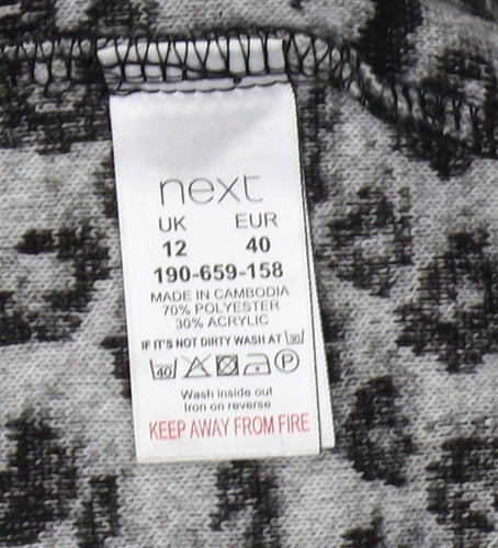 Next Women's Grey Animal Print Coat, Size 12, Autumn-Winter