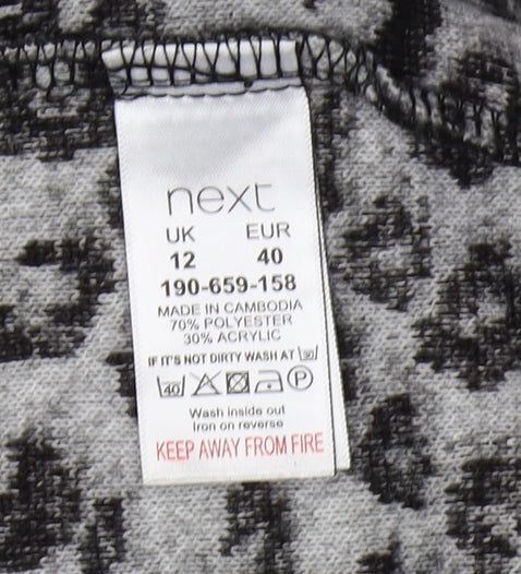Next Women's Grey Animal Print Coat, Size 12, Autumn-Winter