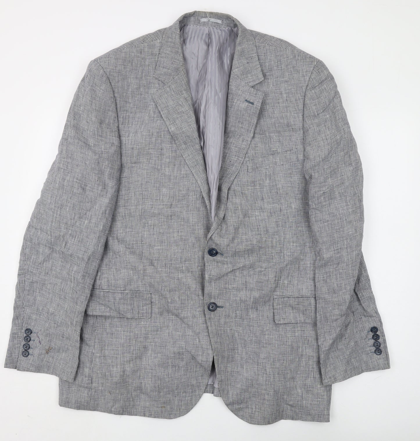Gurteen Men's Grey Linen Blazer Size 44R Regular Fit