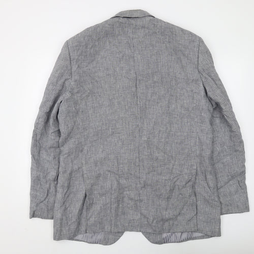 Gurteen Men's Grey Linen Blazer Size 44R Regular Fit
