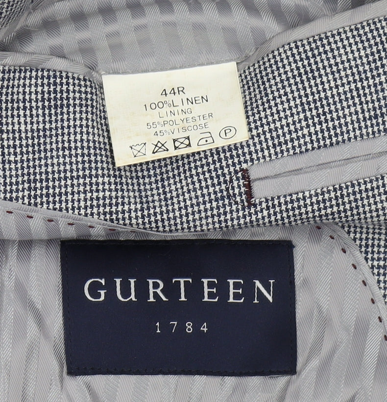 Gurteen Men's Grey Linen Blazer Size 44R Regular Fit