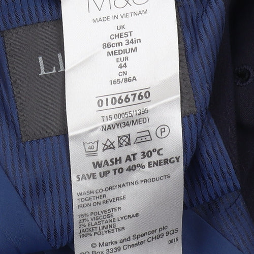 Marks and Spencer Men's Blue Blazer, Size 34R, Formal