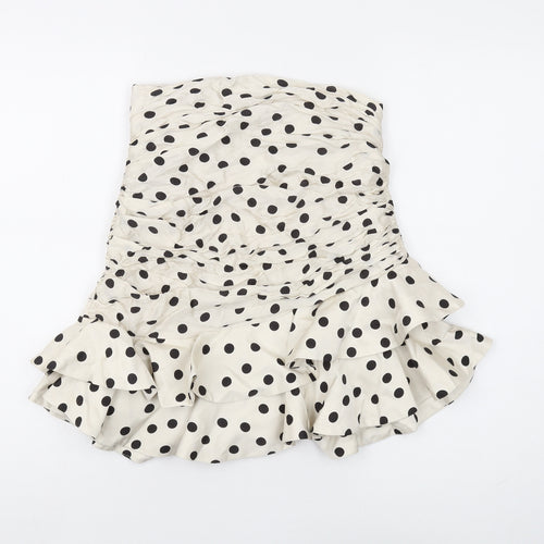 Zara Women's Ivory Polka Dot Tulip Skirt Size 12