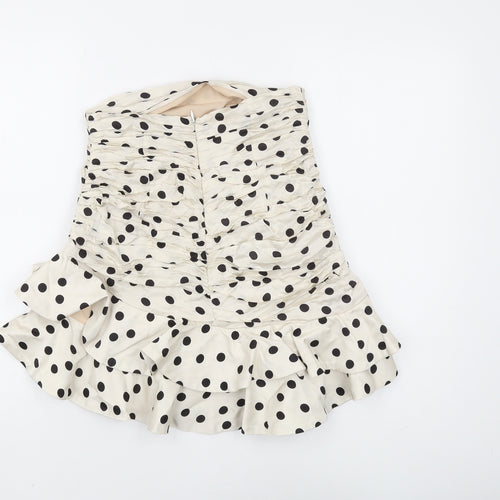 Zara Women's Ivory Polka Dot Tulip Skirt Size 12