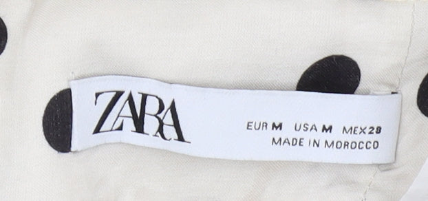 Zara Women's Ivory Polka Dot Tulip Skirt Size 12