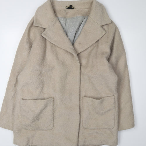 Topshop Beige Women's Coat Size 14 with Button Closure