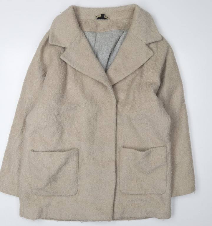 Topshop Beige Women's Coat Size 14 with Button Closure