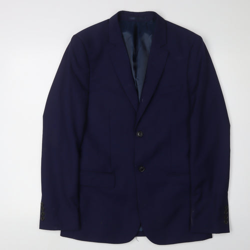 Topman Men's Blue Slim Blazer UK 36 Viscose Blend