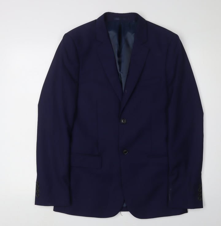 Topman Men's Blue Slim Blazer UK 36 Viscose Blend