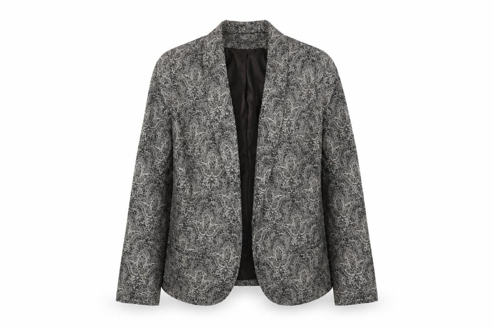 Front view of Monsoon Women's Grey Bouclé Blazer, size 16