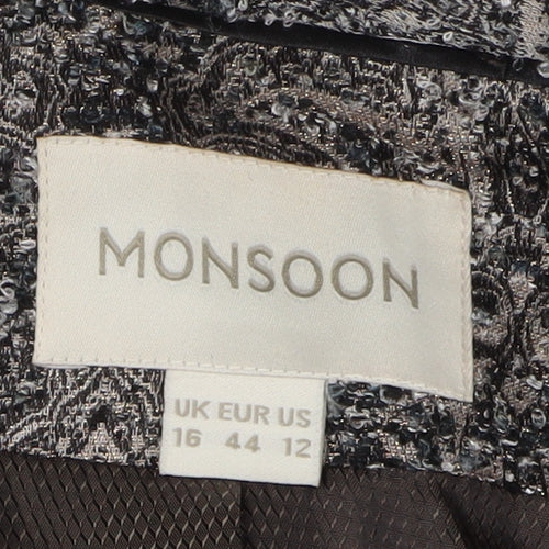 Monsoon Women's Grey Bouclé Blazer Size 16