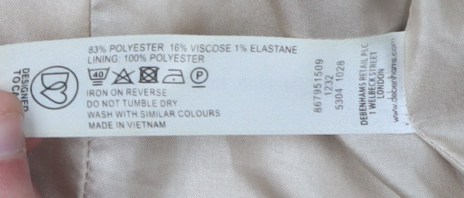 Debenhams Women's Beige Duffle Coat Size 16