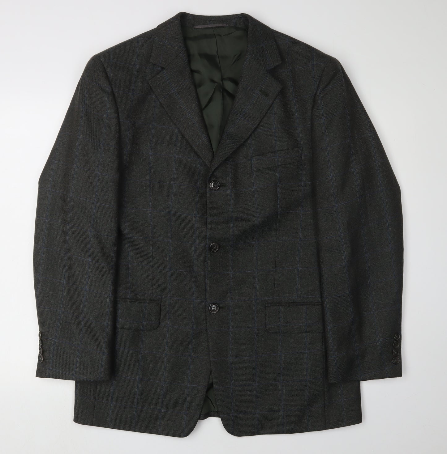 Alain Dubeau Men's Green Check Blazer, Size 38R