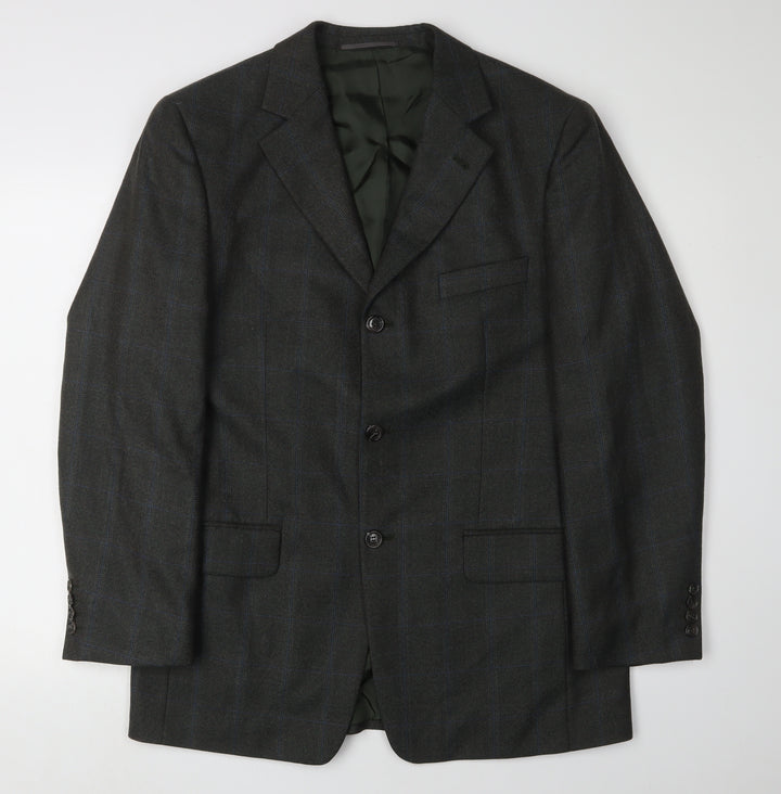 Alain Dubeau Men's Green Check Blazer, Size 38R