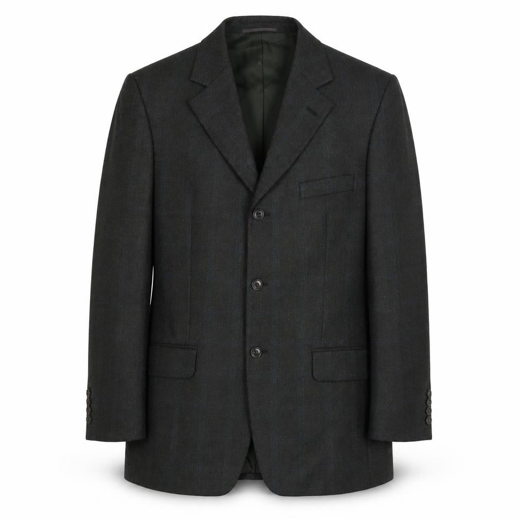 Front view of Alain Dubeau Men's Green Check Blazer, size 38R