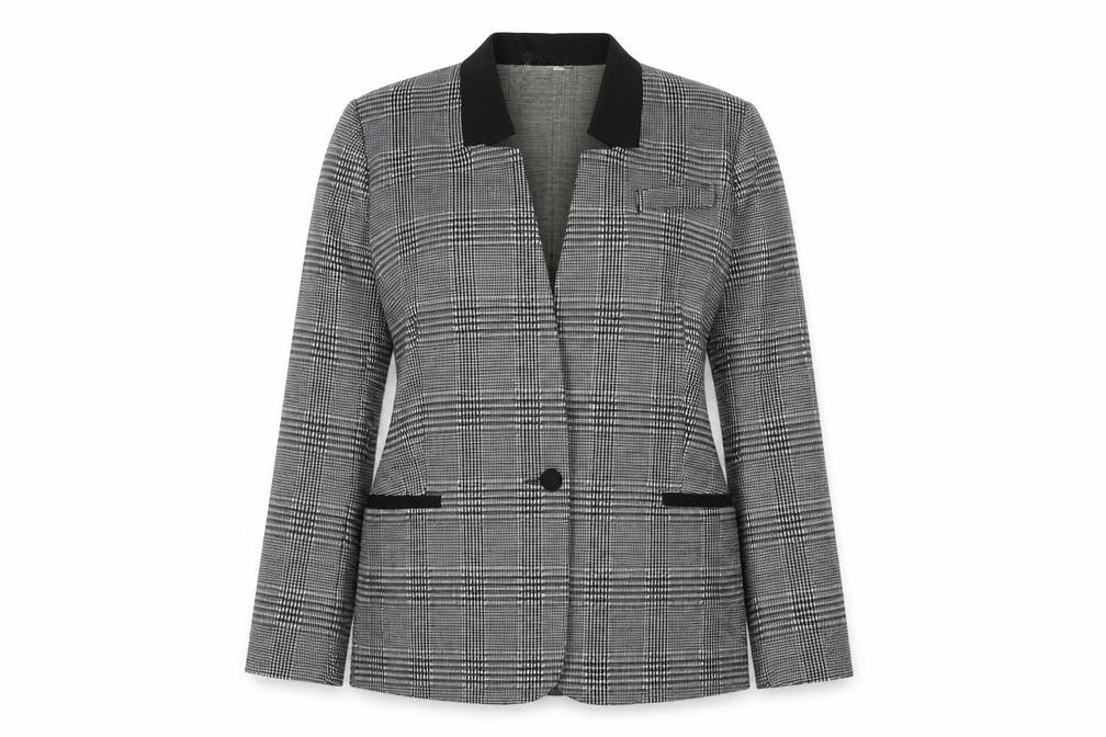 Front view of Wuli:Luu Women's Grey Check Blazer Jacket, size 10