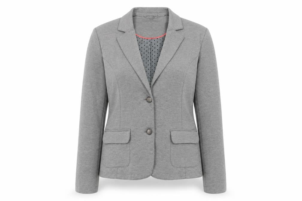 Front view of woman by Tchibo Grey Blazer Women, size 10, Regular